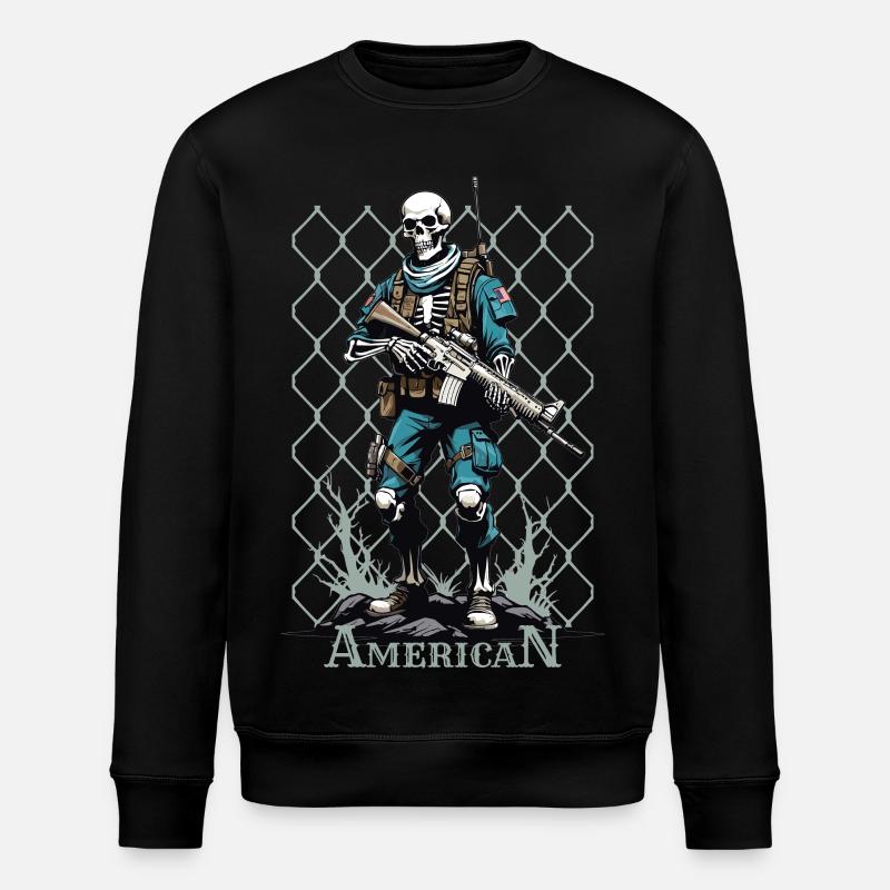 American Warrior Skeleton - Stanley/Stella ROLLER Unisex Organic Sweatshirt - black