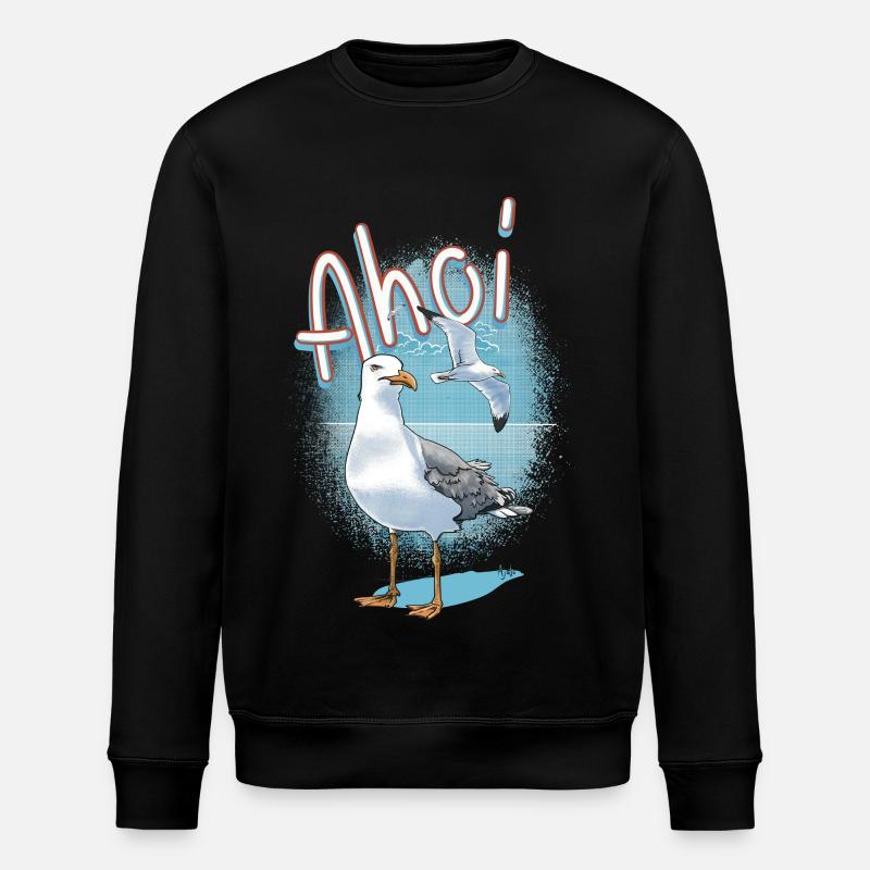 Ahoi Seemöwe Illustration - Stanley/Stella Unisex Bio-Sweatshirt ROLLER - Schwarz