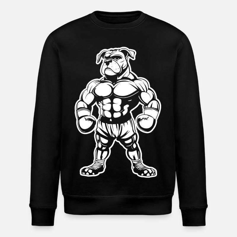 Boxer Hund Zeichnung - Stanley/Stella Unisex Bio-Sweatshirt ROLLER - Schwarz