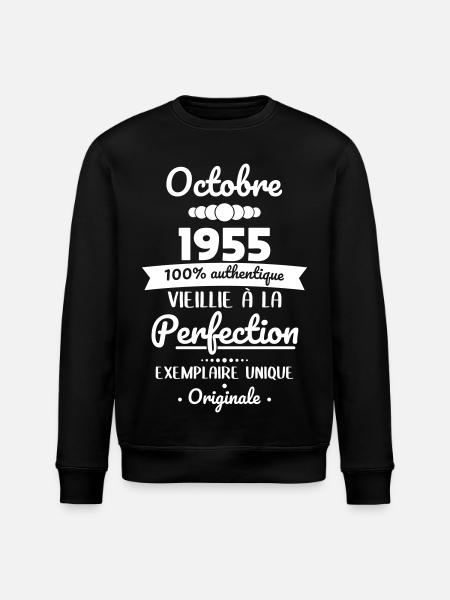 70th Birthday - October 1955 Original - Stanley/Stella ROLLER Unisex Organic Sweatshirt - black