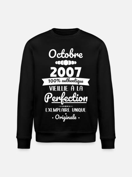 18th Birthday - October 2007 Original - Stanley/Stella ROLLER Unisex Organic Sweatshirt - black
