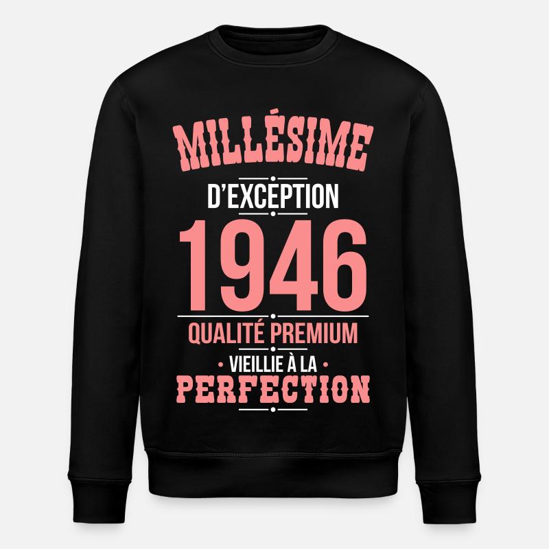 1946 – Millésime d’exception – Qualité premium - Sweat bio ROLLER Stanley/Stella Unisexe - noir