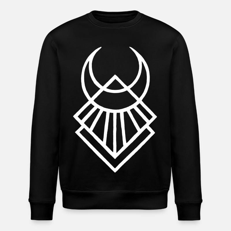White Egyptian Lunar Symbol - Stanley/Stella ROLLER Unisex Organic Sweatshirt - black
