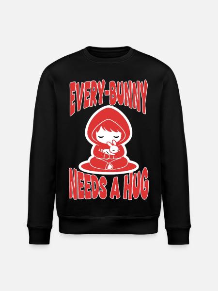 Rabbit Hug Every-Bunny Manga Cute - Stanley/Stella ROLLER Unisex Organic Sweatshirt - black