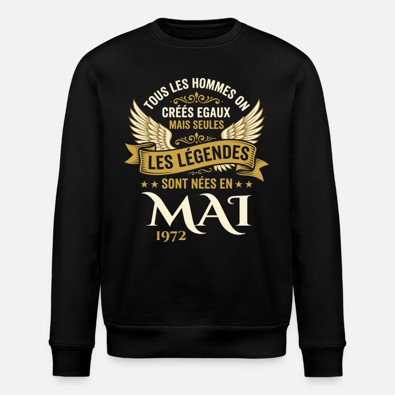 Anniversaire Mai 1952 - Sweat bio ROLLER Stanley/Stella Unisexe - noir