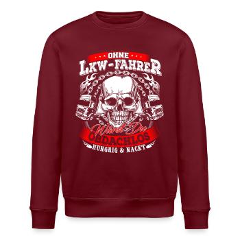 LKW-Fahrer Trucker Fernfahrer Obdachlos - Stanley/Stella Unisex Bio-Sweatshirt ROLLER - Burgunderrot - Vorne - Nik (191cm)