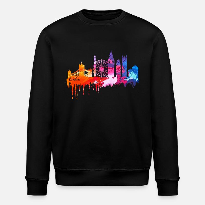 Londres Skyline Shirt - Sweat bio ROLLER Stanley/Stella Unisexe - noir