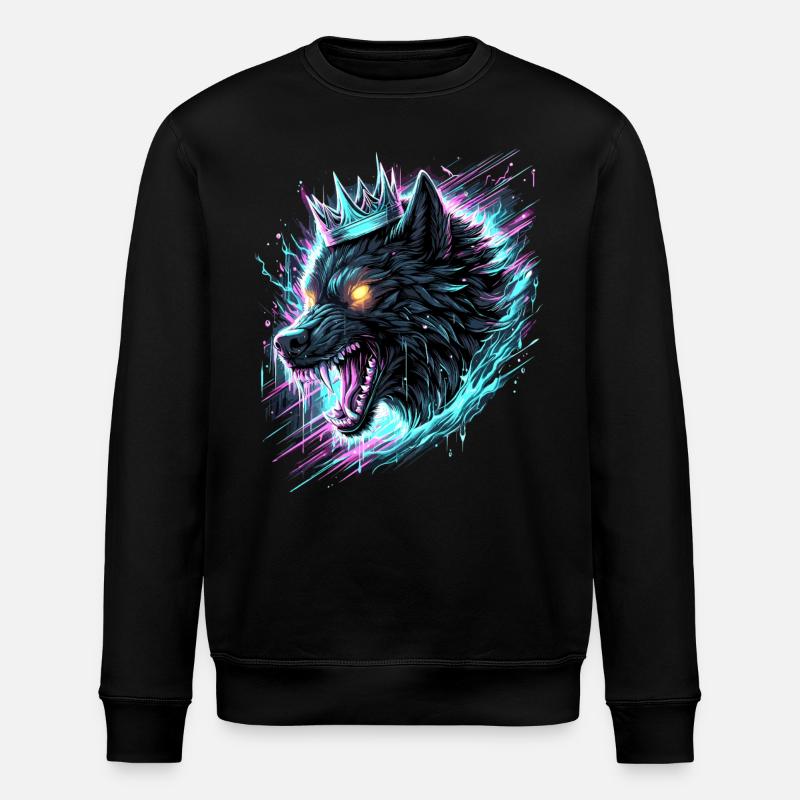 Royal Wolf Synthwave - Sweat bio ROLLER Stanley/Stella Unisexe - noir