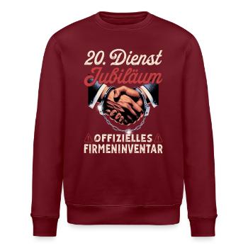 20 Jähriges Dienstjubiläum Firmenjubiläum Geschenk - Stanley/Stella Unisex Bio-Sweatshirt ROLLER - Burgunderrot - Vorne - Nik (191cm)