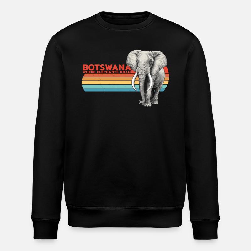 Eléphant Botswana - Sweat bio ROLLER Stanley/Stella Unisexe - noir