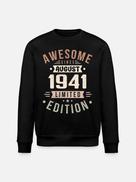 August 1941 Birthday in August 1941 Vintage 1941 - Stanley/Stella ROLLER Unisex Organic Sweatshirt - black