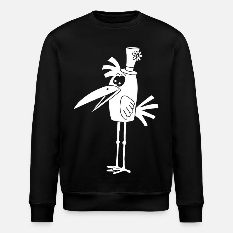 Oiseau blanc et son chapeau - Sweat bio ROLLER Stanley/Stella Unisexe - noir
