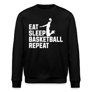Eat Sleep Basketball Repeat - Stanley/Stella ROLLER Unisex Organic Sweatshirt - black - Front - Nik (191cm)
