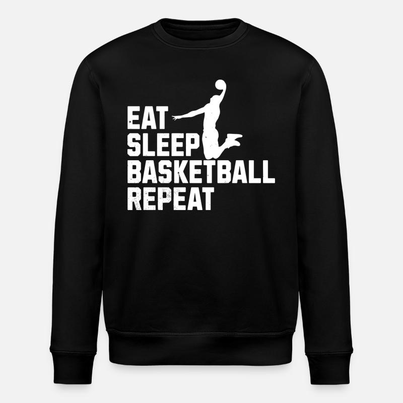 Eat Sleep Basketball Repeat - Stanley/Stella ROLLER Unisex Organic Sweatshirt - black
