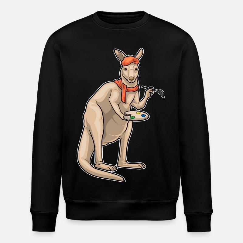Kangaroo Painter Brush Painting - Stanley/Stella ROLLER Unisex Organic Sweatshirt - black