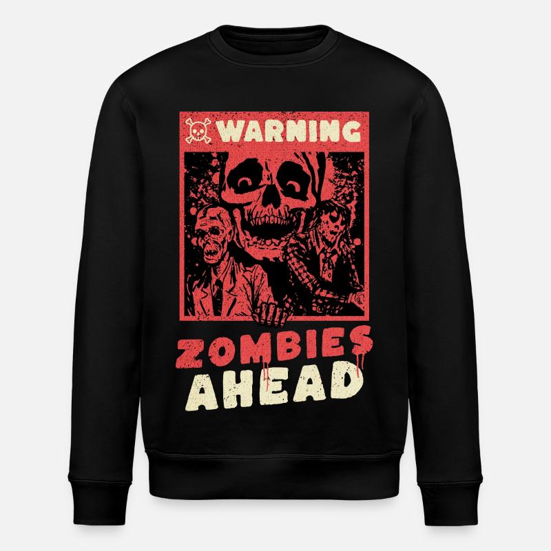 Horror - Warning Zombies Ahead - Stanley/Stella Unisex Bio-Sweatshirt ROLLER - Schwarz