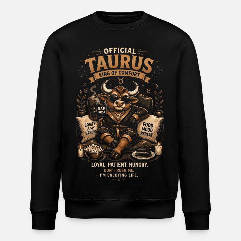 Stierkönig des Trostes – Tierkreis - Stanley/Stella Unisex Bio-Sweatshirt ROLLER - Schwarz