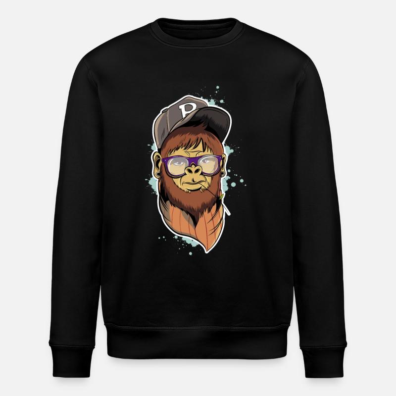 Hipster Monkey - Stanley/Stella ROLLER Unisex Organic Sweatshirt - black