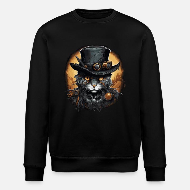 Chat steampunk - Sweat bio ROLLER Stanley/Stella Unisexe - noir
