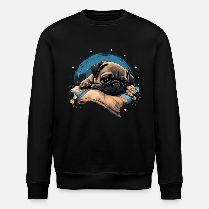 Sleeping pug puppy - Stanley/Stella ROLLER Unisex Organic Sweatshirt - black