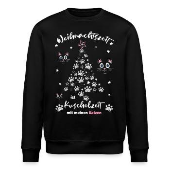 Weihnachtszeit ist Kuschelzeit mit meinen Katzen 2 - Stanley/Stella Unisex Bio-Sweatshirt ROLLER - Schwarz - Vorne - Nik (191cm)