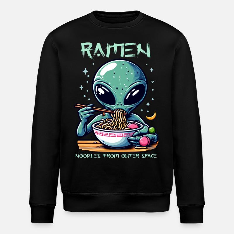 Outer Space Ramen Alien Noodles - Stanley/Stella ROLLER Unisex Organic Sweatshirt - black