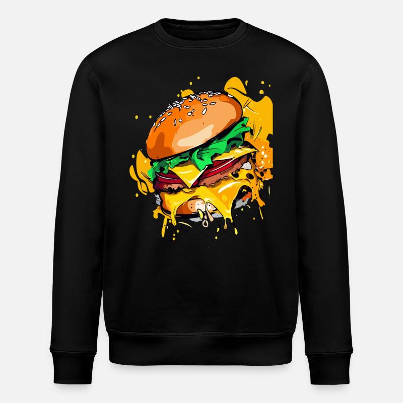 Extra Cheese Burger Cheeseburge - Stanley/Stella ROLLER Unisex Organic Sweatshirt - black