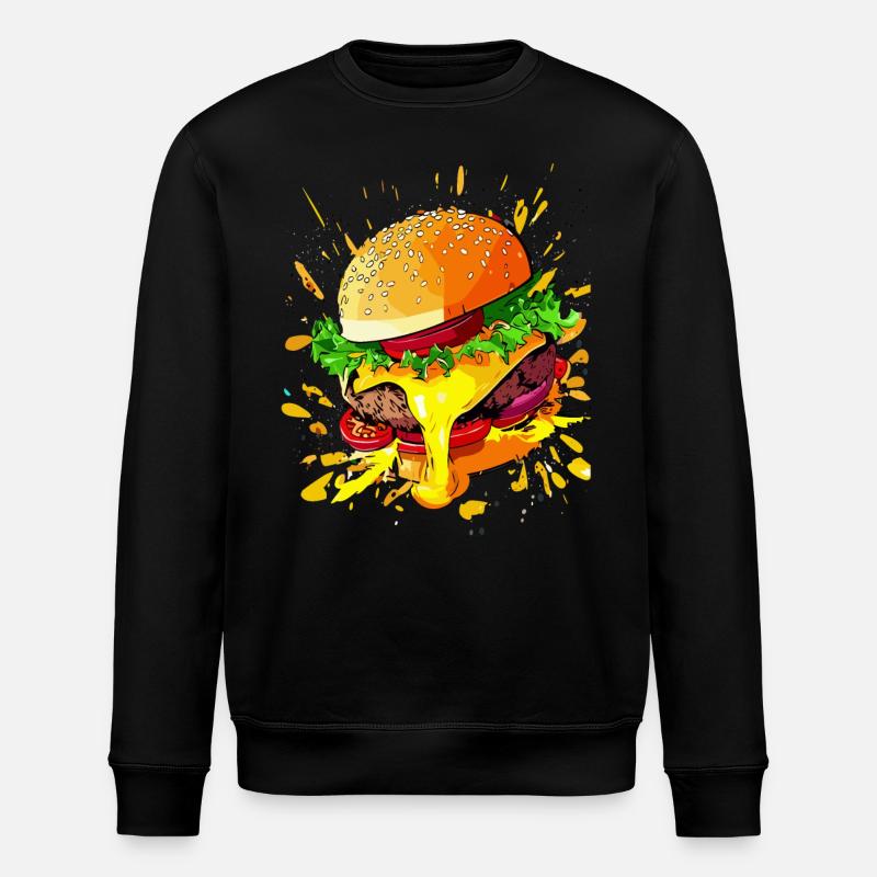 Extra Käse Burger Cheeseburger - Stanley/Stella Unisex Bio-Sweatshirt ROLLER - Schwarz