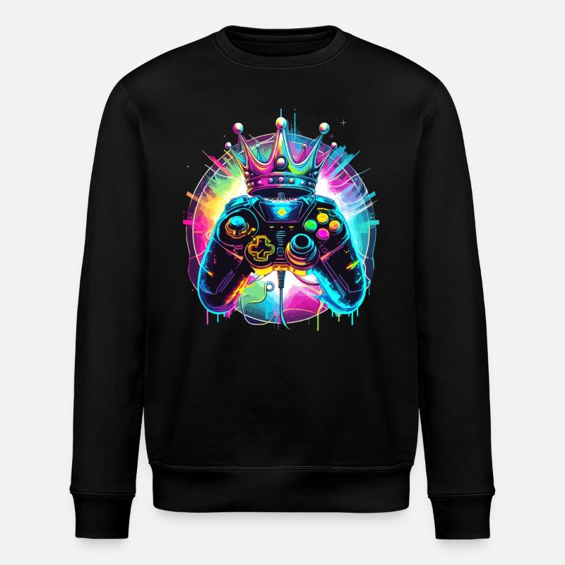Gaming Controller mit Krone - Stanley/Stella Unisex Bio-Sweatshirt ROLLER - Schwarz