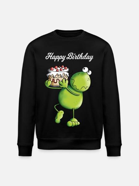 Birthday Frog - Cartoon - Comic - Stanley/Stella ROLLER Unisex Organic Sweatshirt - black