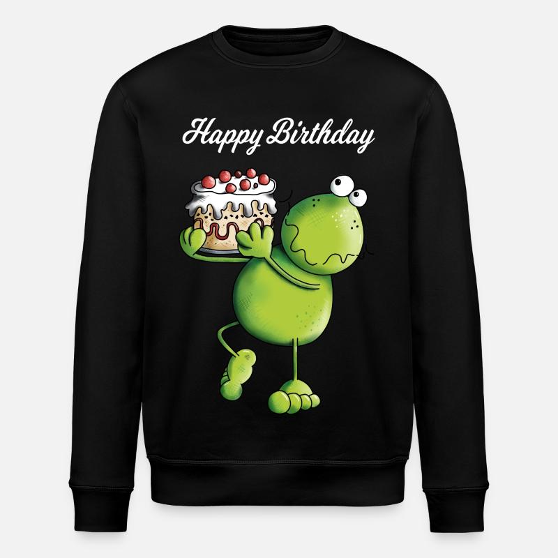 Birthday Frog - Cartoon - Comic - Stanley/Stella ROLLER Unisex Organic Sweatshirt - black