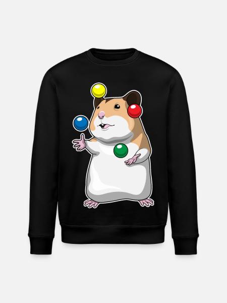Hamster juggler juggling - Stanley/Stella ROLLER Unisex Organic Sweatshirt - black
