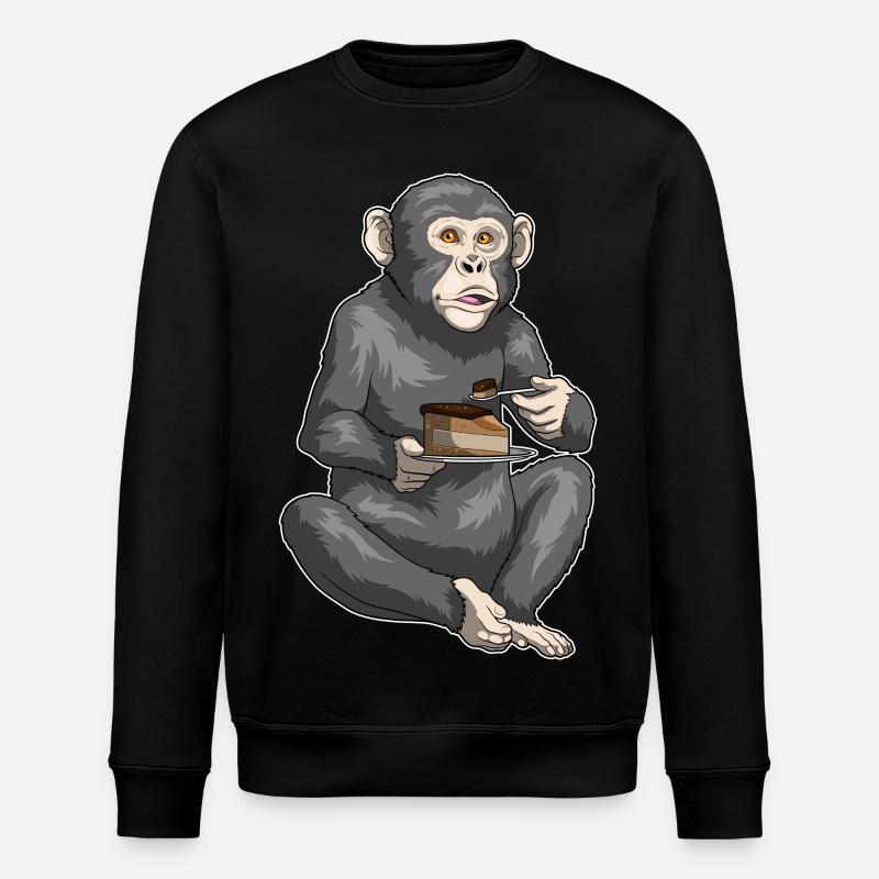 Monkey Birthday Cake - Stanley/Stella ROLLER Unisex Organic Sweatshirt - black