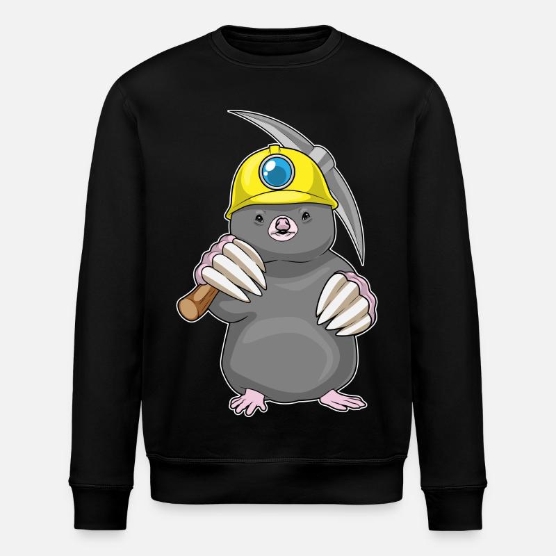 Mole Miner Pickaxe Mining - Stanley/Stella ROLLER Unisex Organic Sweatshirt - black