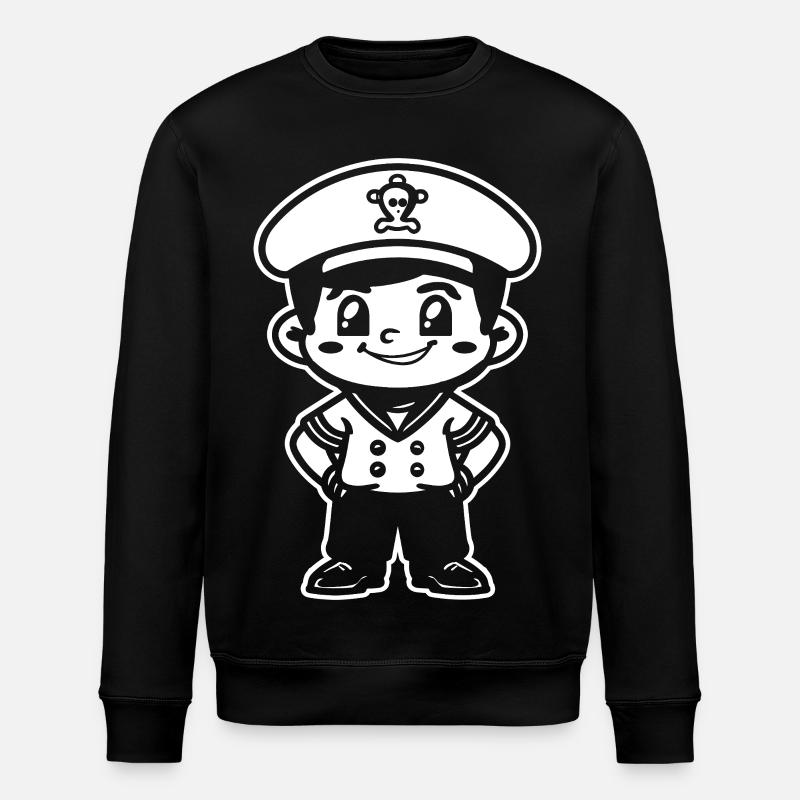 Little Sailing Captain Cartoon - Stanley/Stella ROLLER Unisex Organic Sweatshirt - black