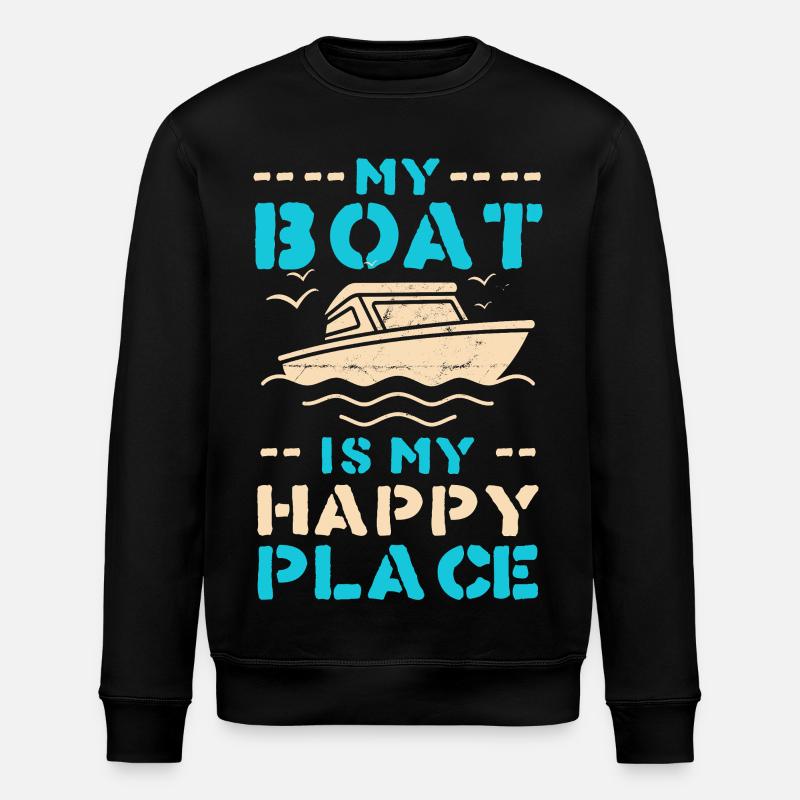 Boot als Happy Place – maritimes Motiv - Stanley/Stella Unisex Bio-Sweatshirt ROLLER - Schwarz