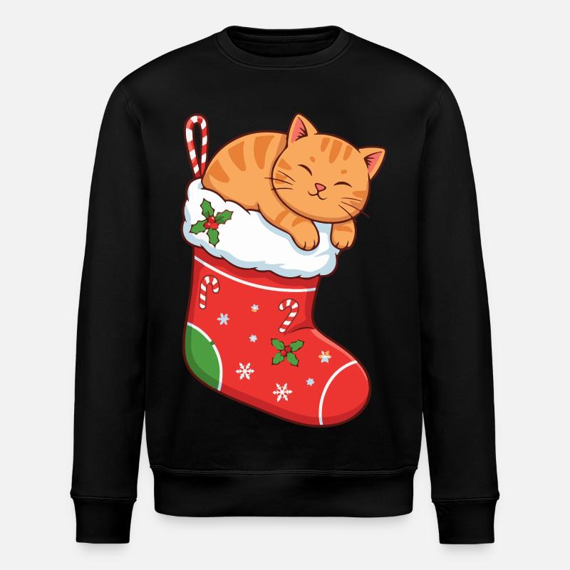 Chat câlin en bottes festives - Sweat bio ROLLER Stanley/Stella Unisexe - noir