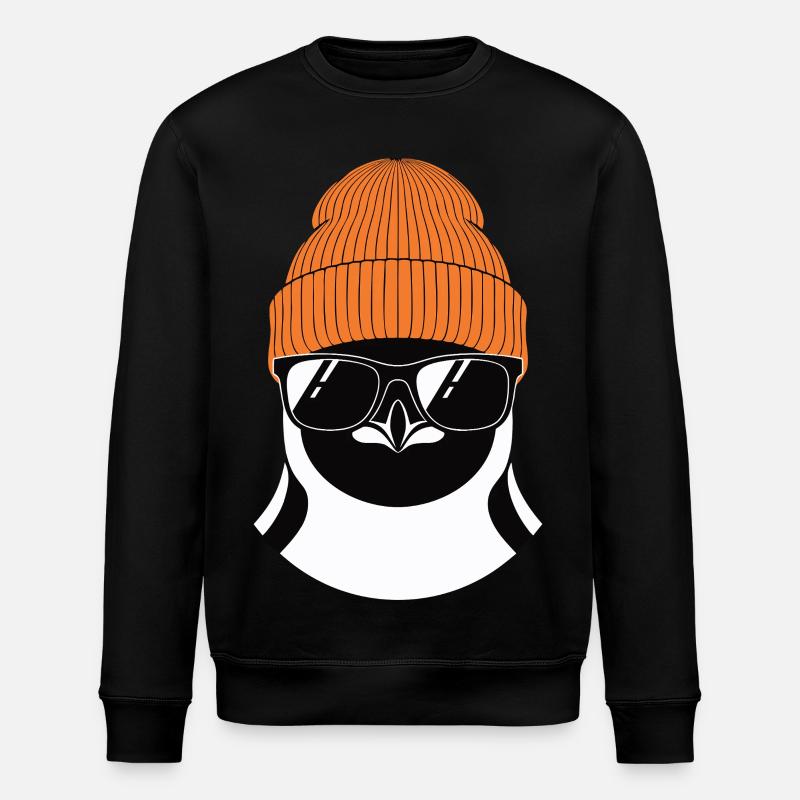 Cool penguin with winter hat - Stanley/Stella ROLLER Unisex Organic Sweatshirt - black