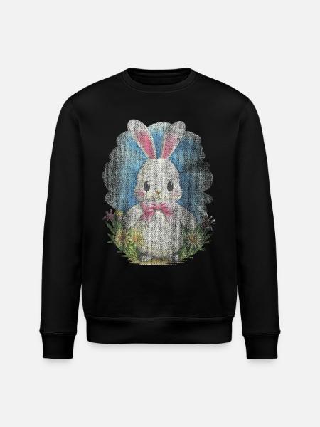 Cute Bunny, Cute Rabbit - Stanley/Stella ROLLER Unisex Organic Sweatshirt - black