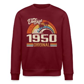 Vintage, 1950er Jahre, Vintage, Retro, Jubiläumsgeschenk - Stanley/Stella Unisex Bio-Sweatshirt ROLLER - Burgunderrot - Vorne - Nik (191cm)