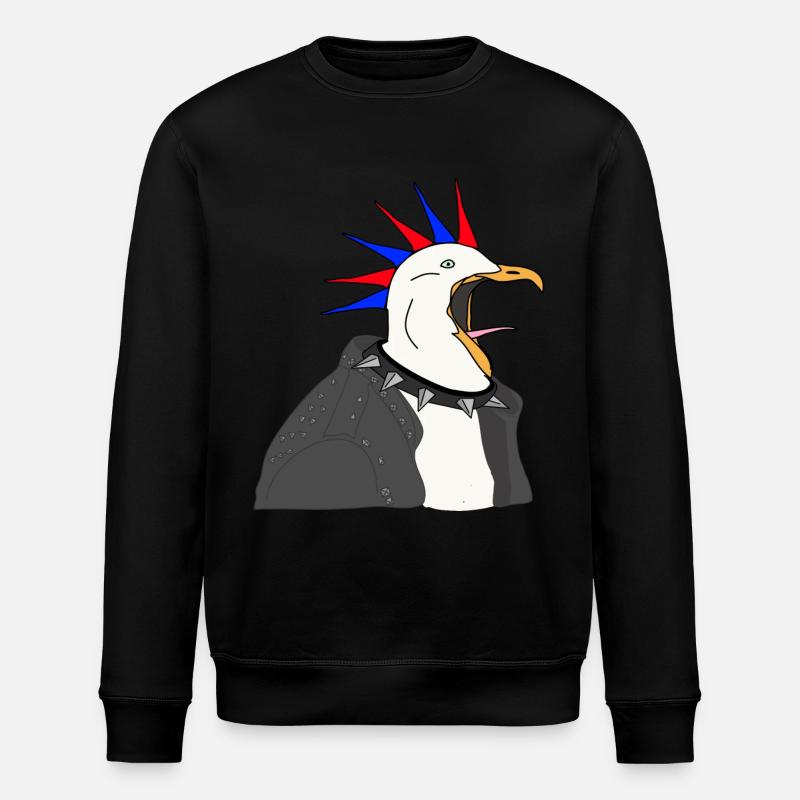 Möwe als Punkrocker - Stanley/Stella Unisex Bio-Sweatshirt ROLLER - Schwarz