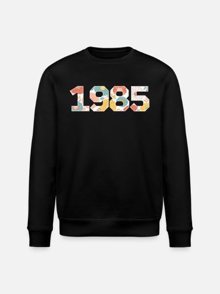 Floral 1985 - 40th Anniversary - Stanley/Stella ROLLER Unisex Organic Sweatshirt - black