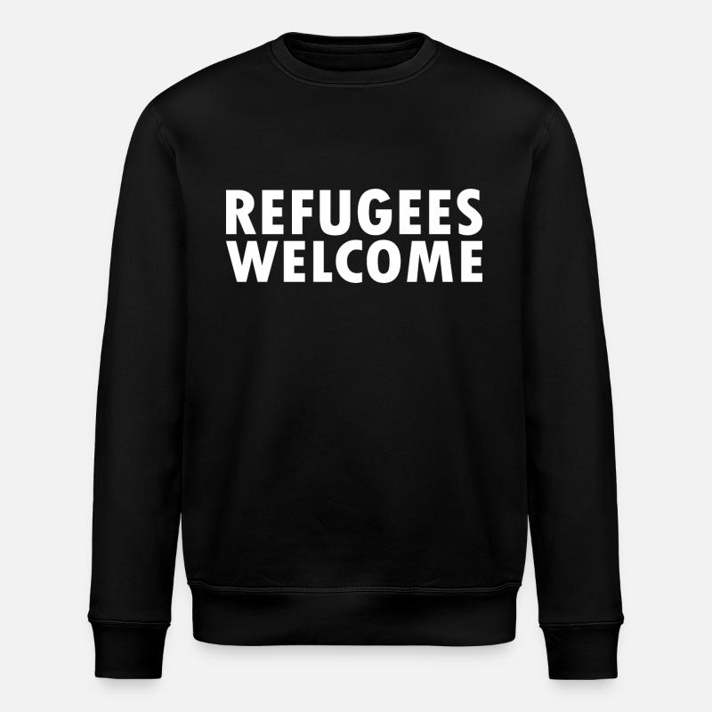 refugees welcome - Stanley/Stella ROLLER Unisex Organic Sweatshirt - black