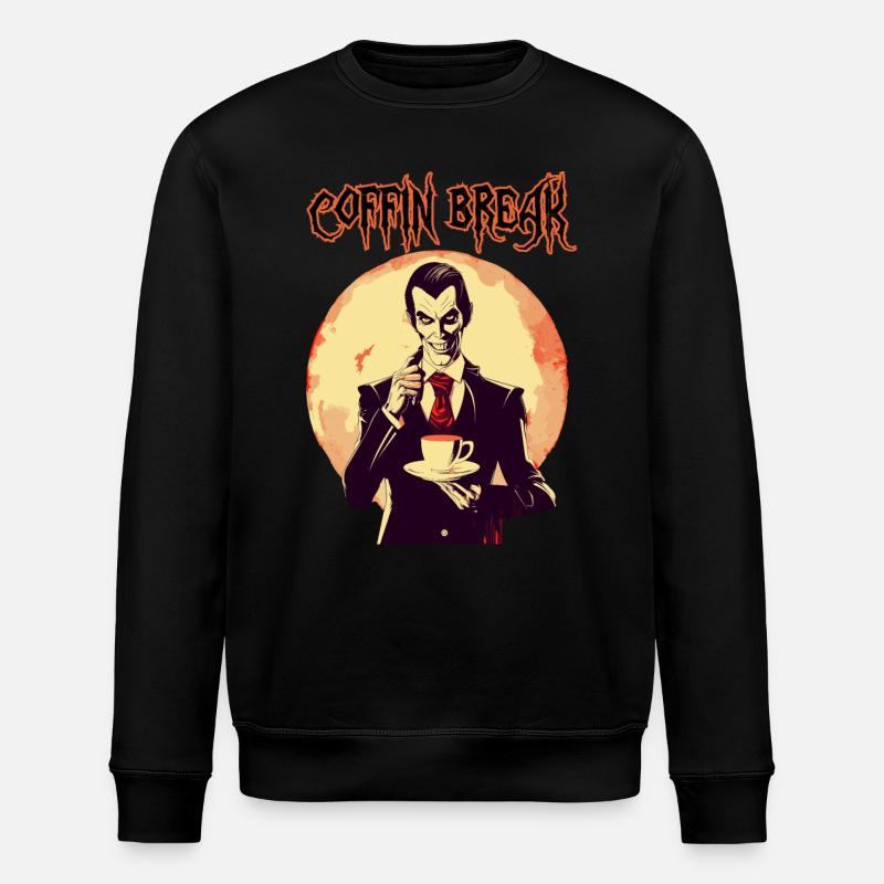 A vampire drinking coffee - Stanley/Stella ROLLER Unisex Organic Sweatshirt - black