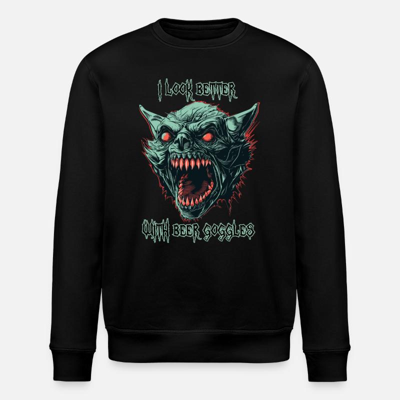 Dämonen-Ghul-Bierbrille - Stanley/Stella Unisex Bio-Sweatshirt ROLLER - Schwarz