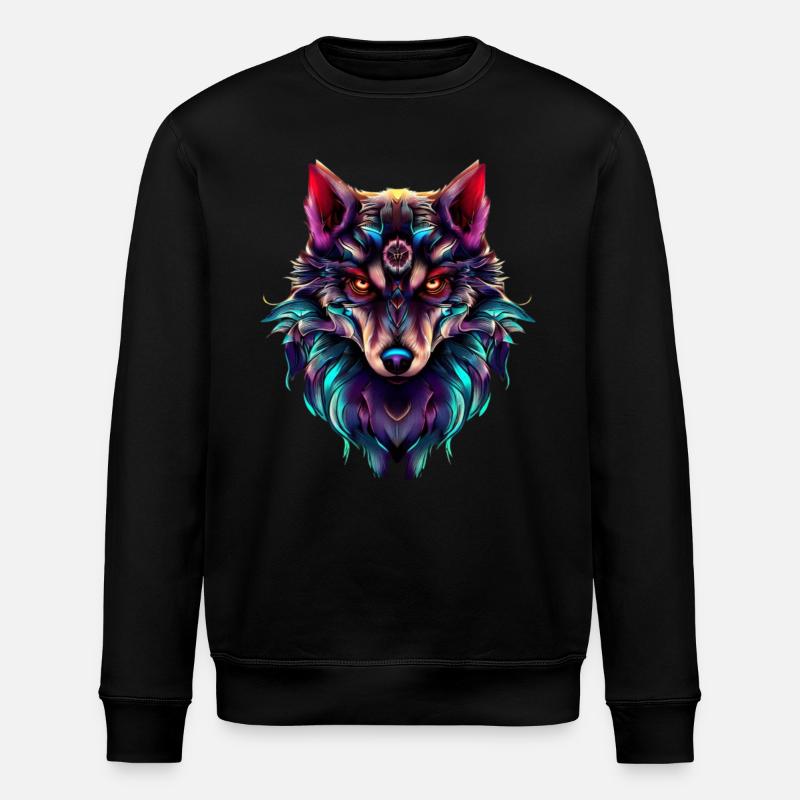 Wolf’s Head Synthwave Wolf - Sweat bio ROLLER Stanley/Stella Unisexe - noir
