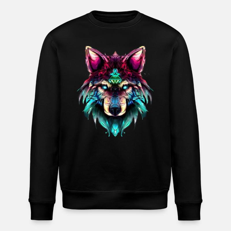 Mystic Wolf Synthwave Wolf Head - Sweat bio ROLLER Stanley/Stella Unisexe - noir