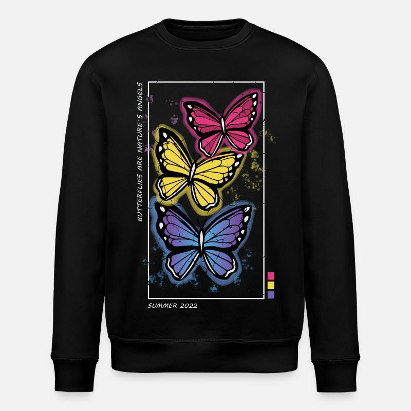 Bunte Schmetterlinge - Stanley/Stella Unisex Bio-Sweatshirt ROLLER - Schwarz
