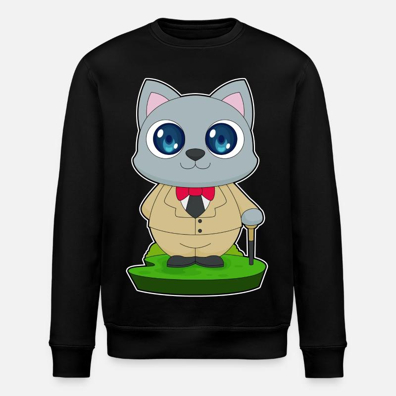 Katze Gehstock - Stanley/Stella Unisex Bio-Sweatshirt ROLLER - Schwarz