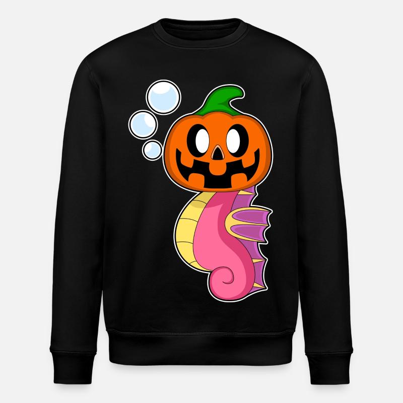 Hippocampe Halloween citrouille - Sweat bio ROLLER Stanley/Stella Unisexe - noir